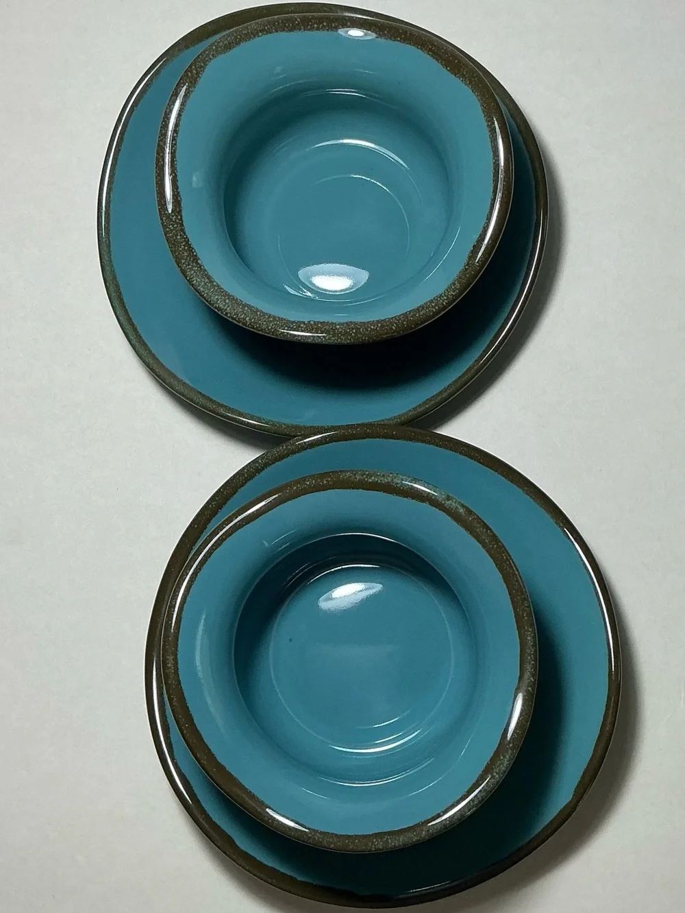 Southern Living At Home Tuscan Tidbit Bowls & Saucers Turquoise Blue Set of 2